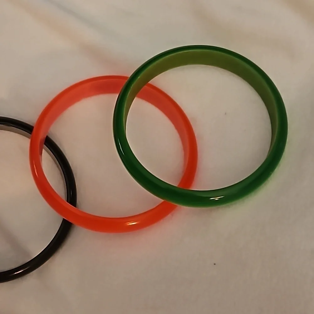 Vintage Set of Three Moonglow Atomic Bangle Festival Bracelets